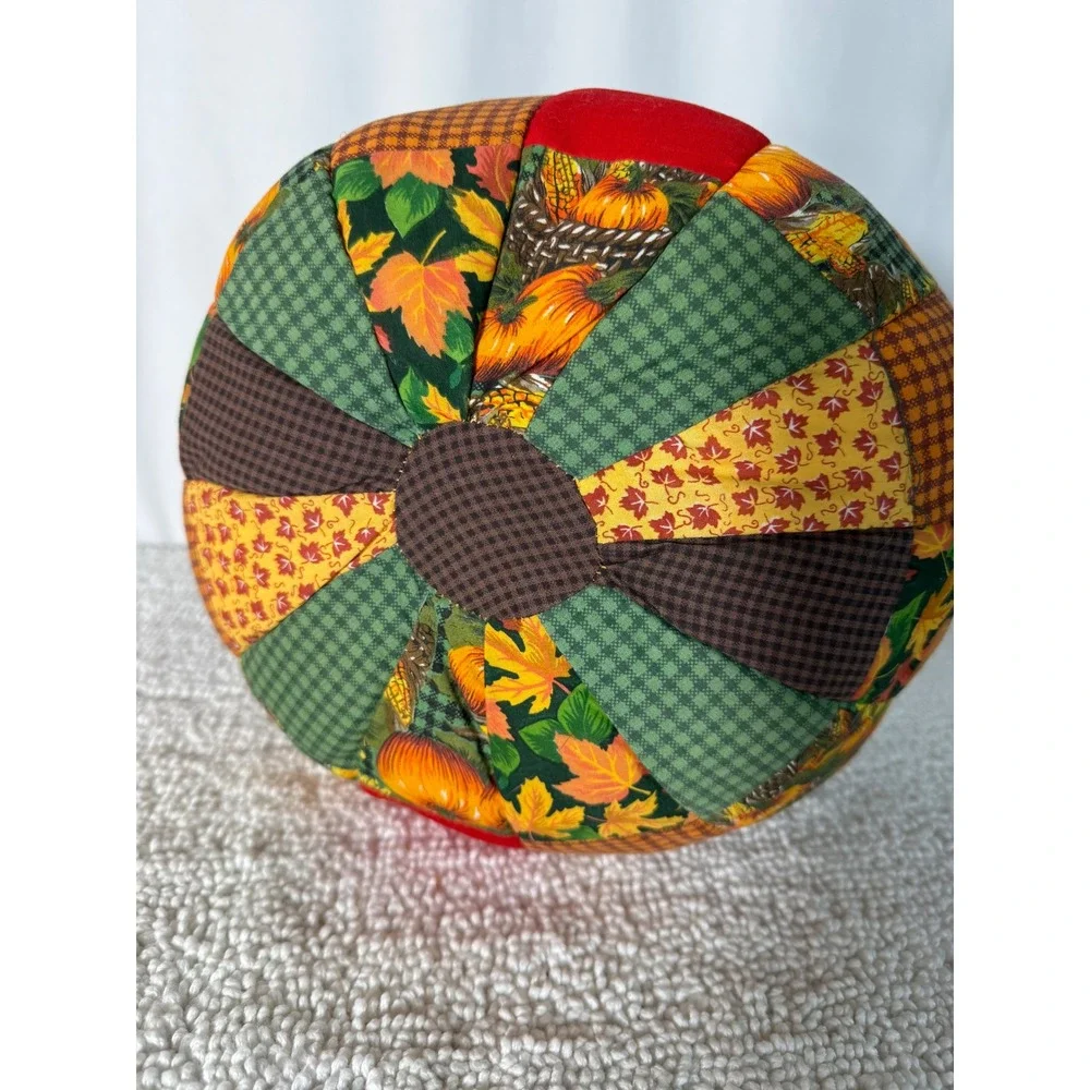 Handmade Patchwork Quilted Fabric Pumpkin‎ Autumn Fall Decor Accent